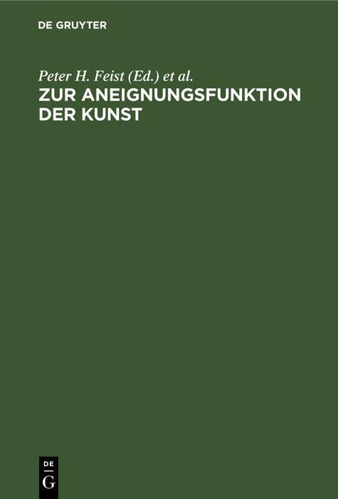 Produktbild: Zur Aneignungsfunktion der Kunst