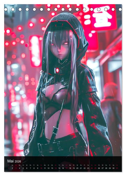 Produktbild: Manga-Comics. Cyberpunk Anime. Science Fiction Girls (Tischkalender 2026 DIN A5 hoch), CALVENDO Monatskalender