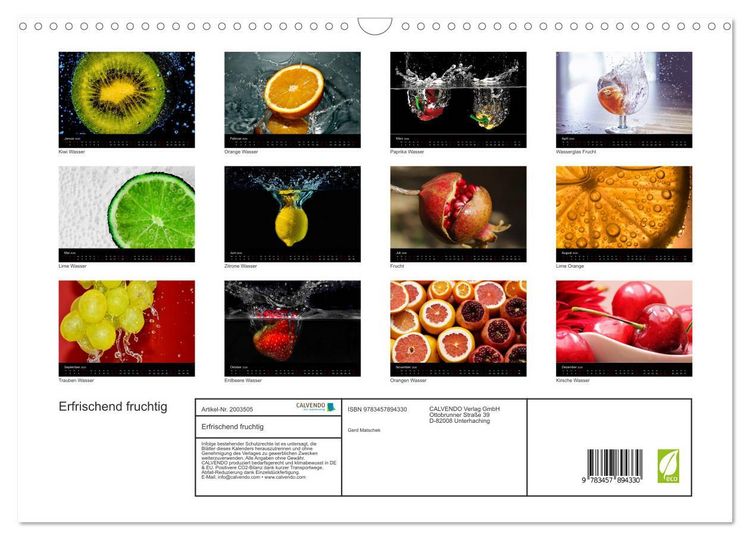 Produktbild: Erfrischend fruchtig (Wandkalender 2026 DIN A3 quer), CALVENDO Monatskalender