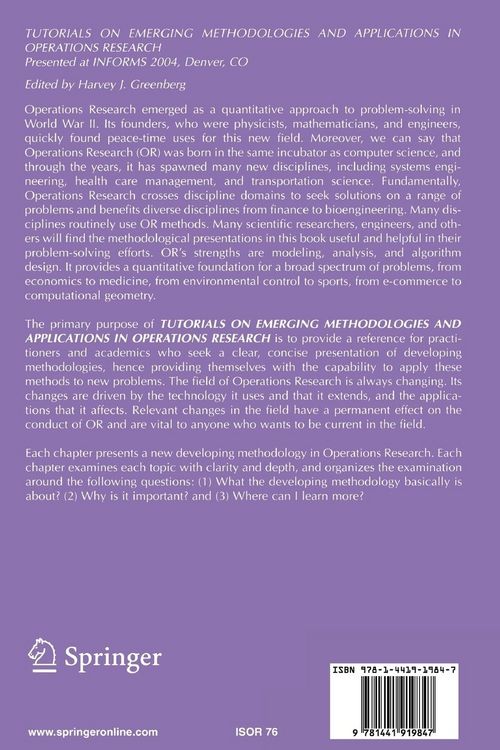 Produktbild: Tutorials on Emerging Methodologies and Applications in Operations Research