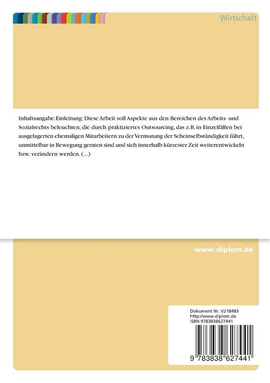 Produktbild: Arbeits- und sozialrechtliche Aspekte des Outsourcing