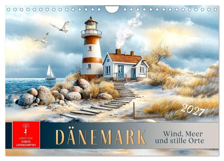 Produktbild: D&auml;nemark - Wind, Meer und stille Orte (Wandkalender 2027 DIN A4 quer), CALVENDO Monatskalender