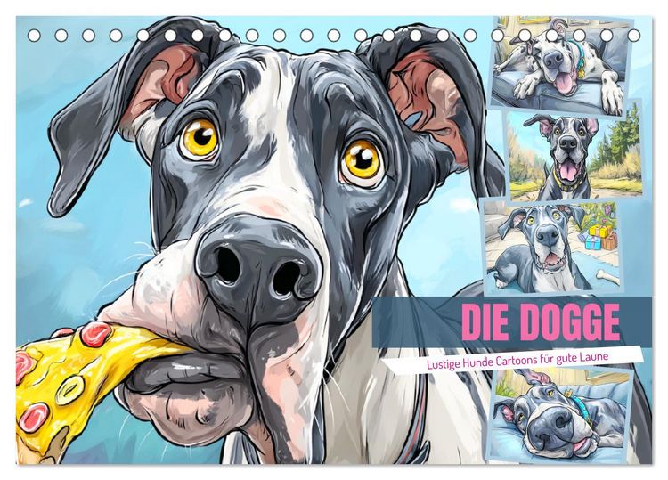 Produktbild: Die Dogge. Lustige Hunde Cartoons f&uuml;r gute Laune (Tischkalender 2026 DIN A5 quer), CALVENDO Monatskalender