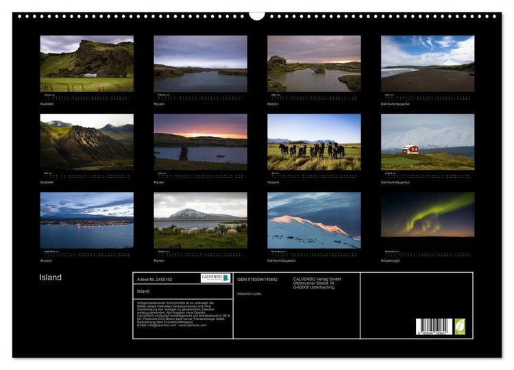 Produktbild: Island (Wandkalender 2027 DIN A2 quer), CALVENDO Monatskalender