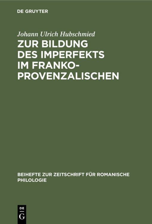 Produktbild: Zur Bildung des Imperfekts im Frankoprovenzalischen