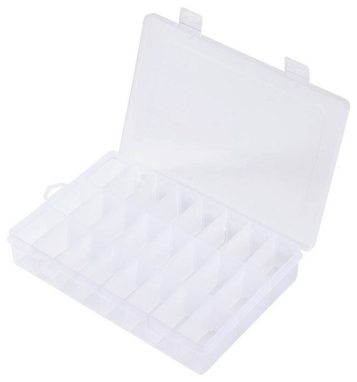 Produktbild: TRU COMPONENTS TC-ERB-9049 Sortimentskasten (L x B x H) 210 x 140 x 38 mm Anzahl F&auml;cher: 24 variable Unterteilung Inhalt 1 St.