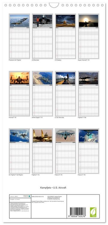 Produktbild: Familienplaner 2026 - Kampfjets &bull; U.S. Aircraft mit 5 Spalten (Wandkalender, 21 x 45 cm) CALVENDO