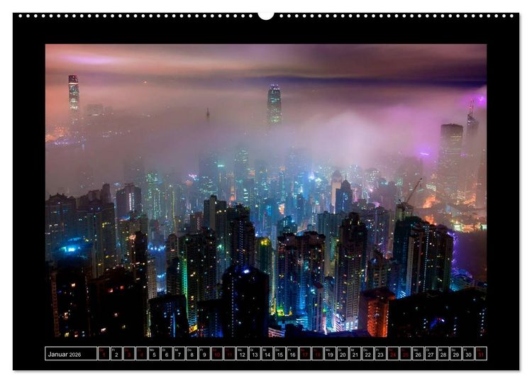 Produktbild: Metropolen - Asiens sch&ouml;nste St&auml;dte bei Nacht (hochwertiger Premium Wandkalender 2026 DIN A2 quer), Kunstdruck in Hochglanz