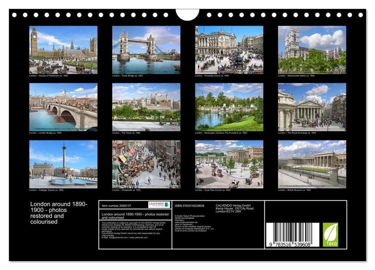 Produktbild: London around 1890-1900 - photos restored and colourised (Wall Calendar 2026 DIN A4 landscape), CALVENDO 12 Month Wall Calendar