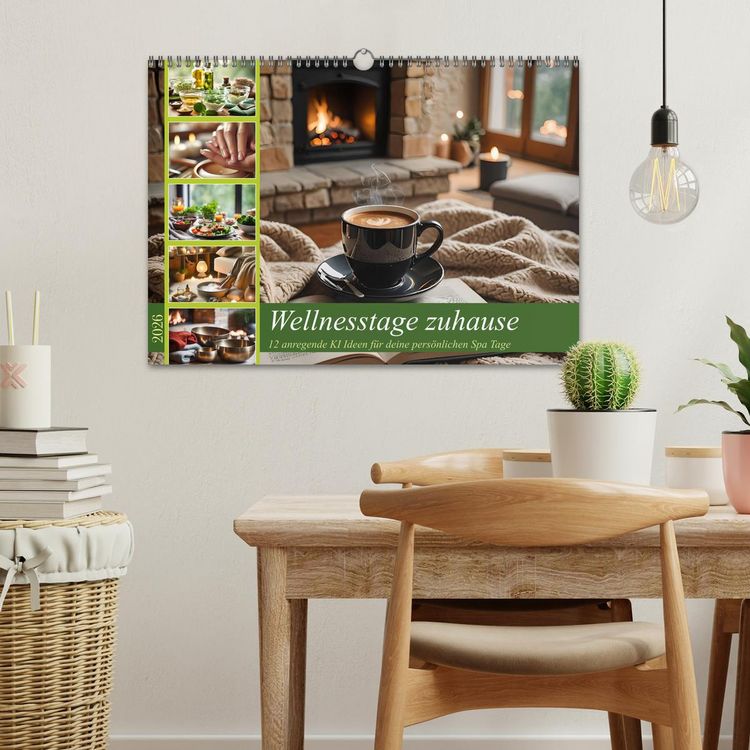 Produktbild: Wellnesstage zuhause - 12 anregende KI Ideen f&uuml;r deine pers&ouml;nlichen Spa Tage (Wandkalender 2026 DIN A3 quer), CALVENDO Monatskalender