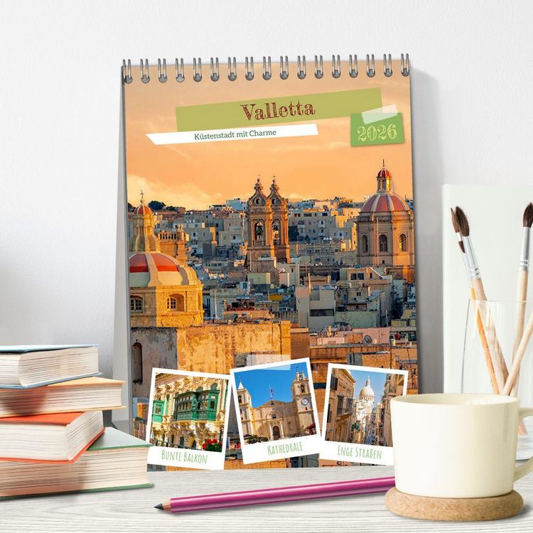 Produktbild: Valletta - K&uuml;stenstadt mit Charme (Tischkalender 2026 DIN A5 hoch), CALVENDO Monatskalender