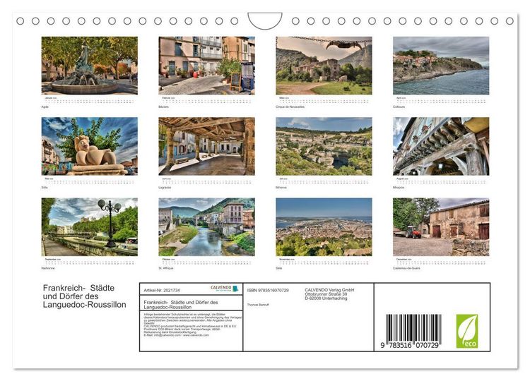 Produktbild: Frankreich- St&auml;dte und D&ouml;rfer des Languedoc-Roussillon (Wandkalender 2026 DIN A4 quer), CALVENDO Monatskalender
