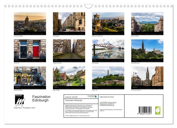 Produktbild: Faszination Edinburgh (Wandkalender 2026 DIN A3 quer), CALVENDO Monatskalender