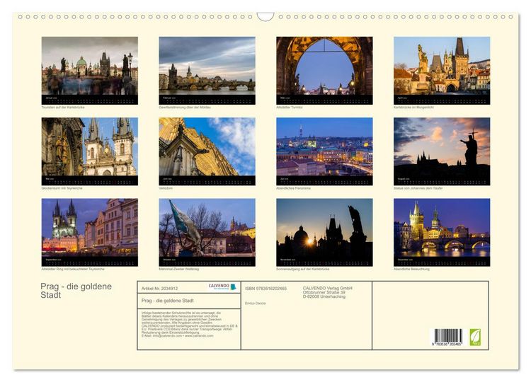 Produktbild: Prag - die goldene Stadt (Wandkalender 2026 DIN A2 quer), CALVENDO Monatskalender