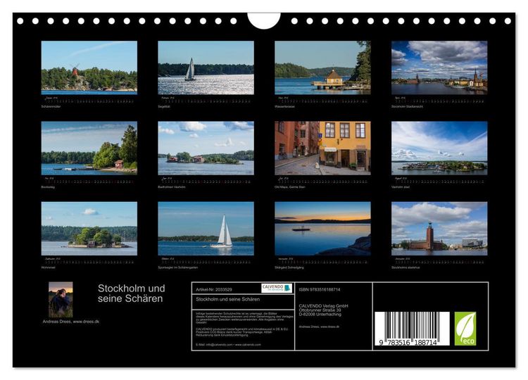 Produktbild: Stockholm und seine Sch&auml;ren (Wandkalender 2026 DIN A4 quer), CALVENDO Monatskalender