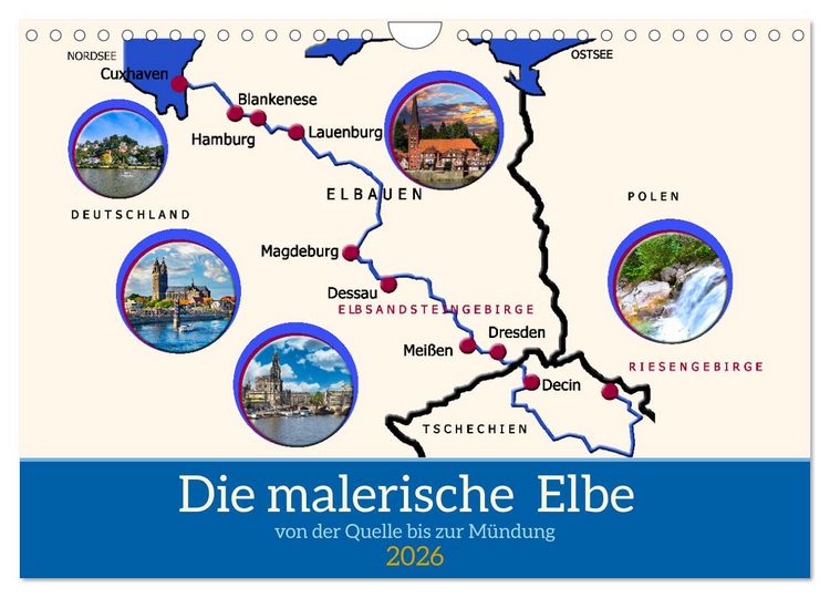 Produktbild: Die malerische Elbe (Wandkalender 2026 DIN A4 quer), CALVENDO Monatskalender