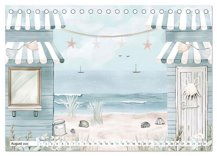 Produktbild: Strandtr&auml;ume in Aquarell (Tischkalender 2026 DIN A5 quer), CALVENDO Monatskalender