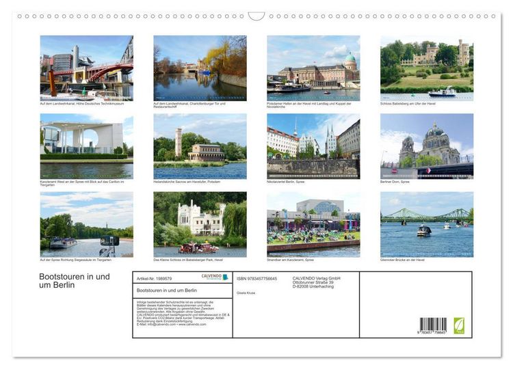 Produktbild: Bootstouren in und um Berlin (Wandkalender 2026 DIN A2 quer), CALVENDO Monatskalender