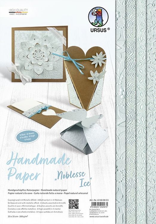 Produktbild: URSUS Spezialpapiere Handmade Paper Noblesse Ice, 23 x 33 cm, 8 Blatt