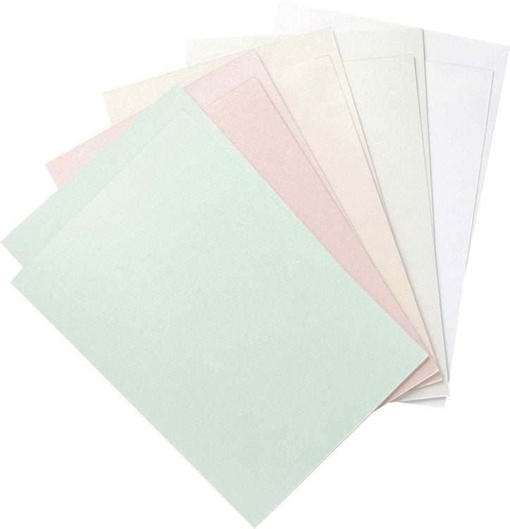 Produktbild: Folia Klappkarten/Doppelkarten f&uuml;r Einladungen, Gl&uuml;ckwunsch- oder Gru&szlig;karten, 10,5x15cm, perlmutt/pastell, 5 Karten + Kuverts + Einlagen