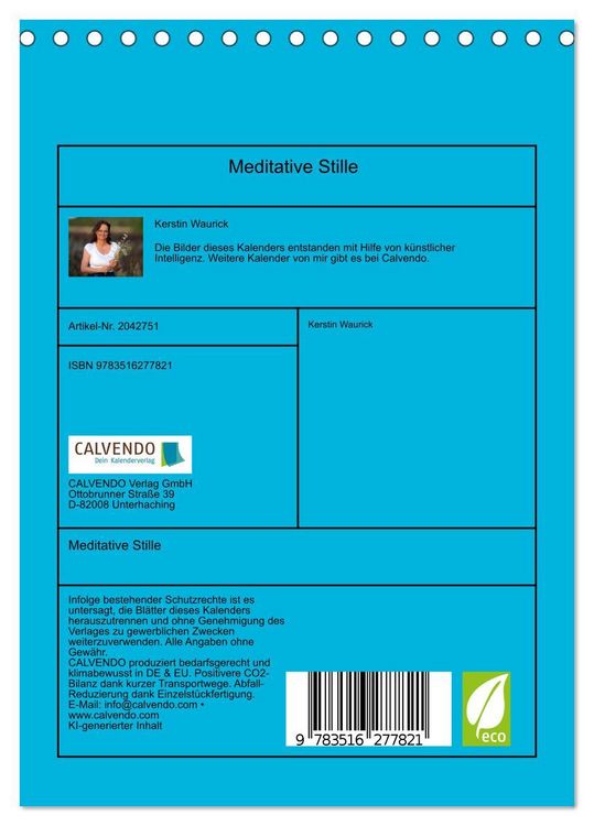 Produktbild: Meditative Stille (Tischkalender 2026 DIN A5 hoch), CALVENDO Monatskalender