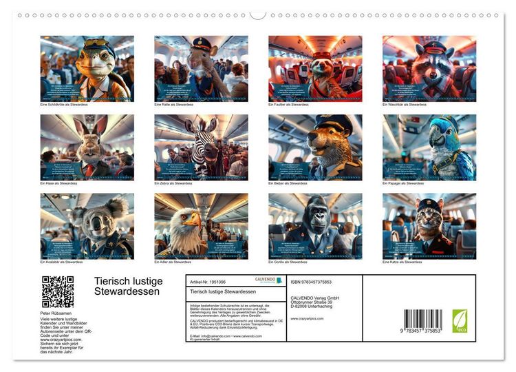 Produktbild: Tierisch lustige Stewardessen (hochwertiger Premium Wandkalender 2026 DIN A2 quer), Kunstdruck in Hochglanz