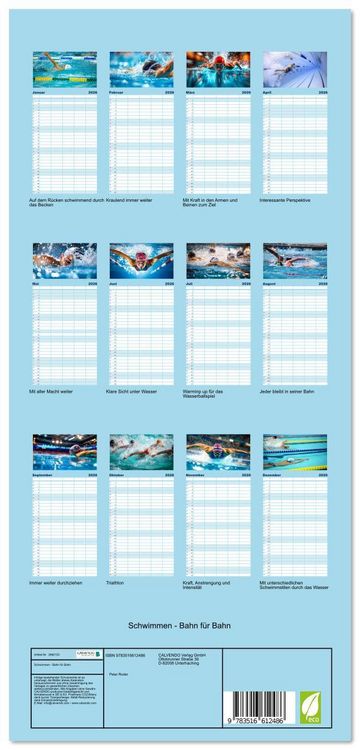 Produktbild: Familienplaner 2026 - Schwimmen - Bahn f&uuml;r Bahn mit 5 Spalten (Wandkalender, 21 x 45 cm) CALVENDO