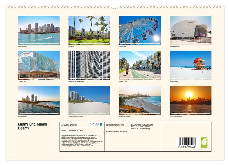 Produktbild: Miami und Miami Beach (hochwertiger Premium Wandkalender 2026 DIN A2 quer), Kunstdruck in Hochglanz