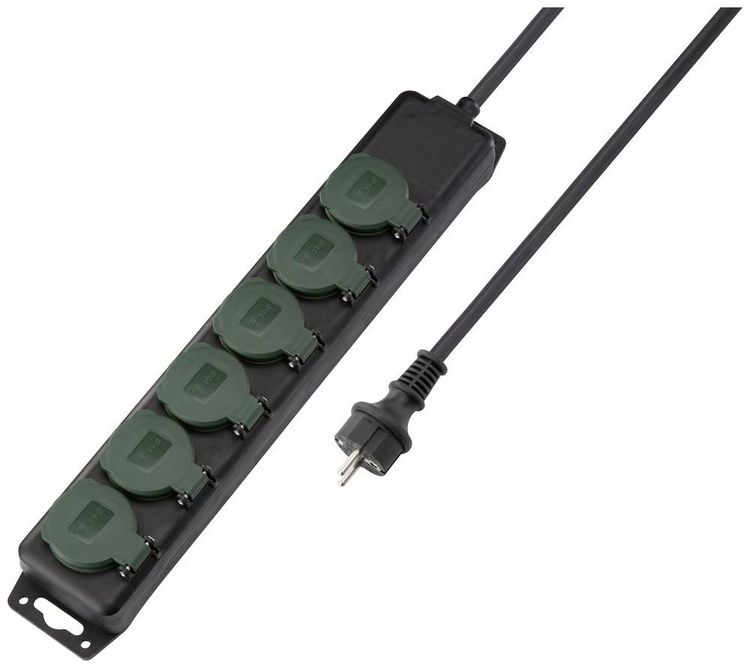 Produktbild: Sygonix SY-5145342 Steckdosenleiste Schwarz, Standard-Gr&uuml;n (seidenmatt) Schutzkontakt 1St.