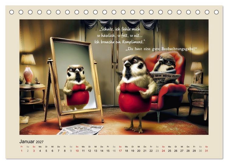 Produktbild: Kesse Spatzen (Tischkalender 2027 DIN A5 quer), CALVENDO Monatskalender