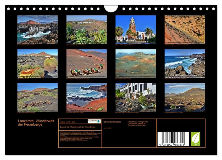 Produktbild: Lanzarote. Wunderwelt der Feuerberge (Wandkalender 2026 DIN A4 quer), CALVENDO Monatskalender