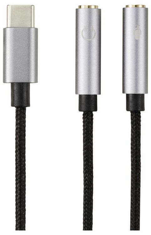 Produktbild: Renkforce USB-C&reg;, Audio Adapterkabel [1x USB-C&reg; Stecker - 2x 3.5 mm-Buchse] 20cm