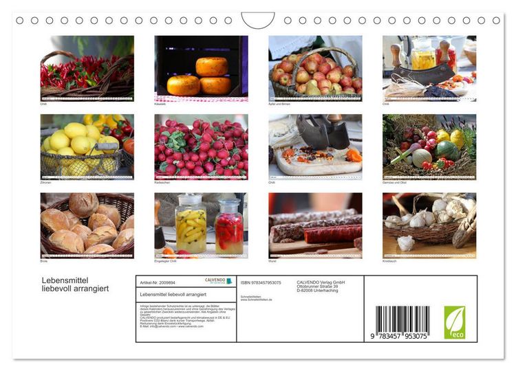 Produktbild: Lebensmittel liebevoll arrangiert (Wandkalender 2026 DIN A4 quer), CALVENDO Monatskalender