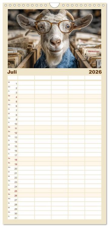 Produktbild: Familienplaner 2026 - Die Chaos GmbH - Tierisch faule Kollegen mit 5 Spalten (Wandkalender, 21 x 45 cm) CALVENDO