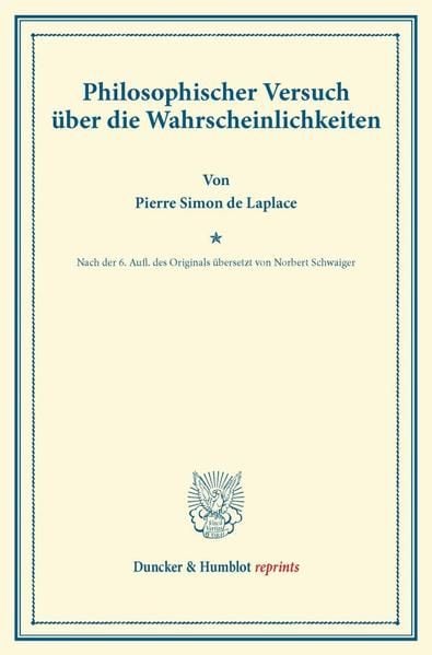 Produktbild: Philosophischer Versuch &uuml;ber die Wahrscheinlichkeiten.
