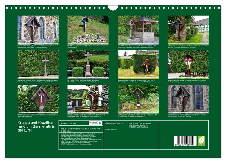 Produktbild: Kreuze und Kruzifixe rund um Simmerath in der Eifel (Wandkalender 2026 DIN A3 quer), CALVENDO Monatskalender