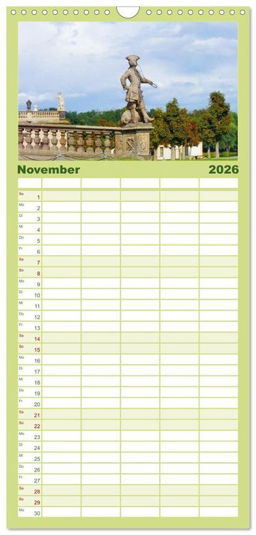 Produktbild: Familienplaner 2026 - Moritzburg, Weesenstein, Muskau - Drei sch&ouml;ne s&auml;chsische Schl&ouml;sser mit 5 Spalten (Wandkalender, 21 x 45 cm) CALVENDO