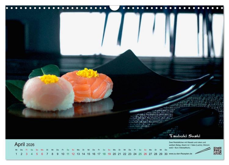 Produktbild: Sushi - Sashimi mit Anleitung f&uuml;r perfektes Gelingen (Wandkalender 2026 DIN A3 quer), CALVENDO Monatskalender