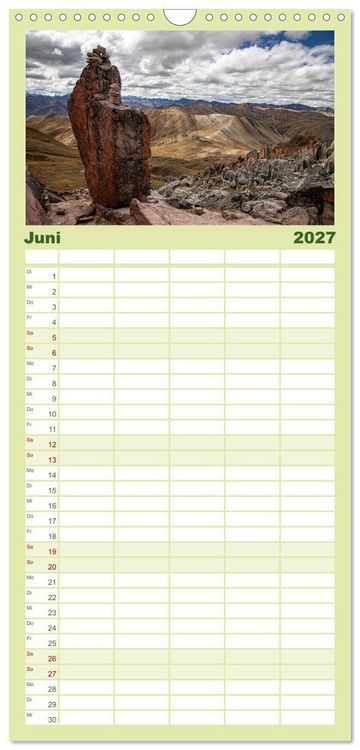Produktbild: Familienplaner 2027 - Palccoyo - Der neue Rainbow Mountain in Peru mit 5 Spalten (Wandkalender, 21 x 45 cm) CALVENDO