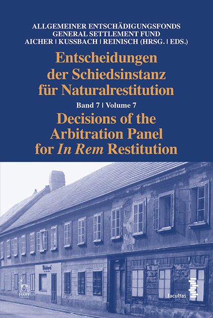 Produktbild: Entscheidungen der Schiedsinstanz f&uuml;r Naturalrestitution/Decisions of the Arbitration Panel for In Rem Restitution