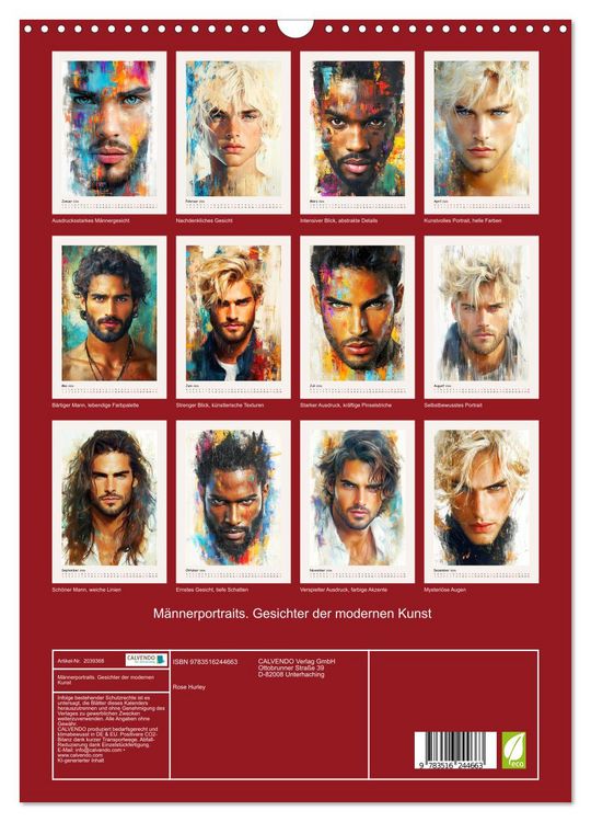 Produktbild: M&auml;nnerportraits. Gesichter der modernen Kunst (Wandkalender 2026 DIN A3 hoch), CALVENDO Monatskalender