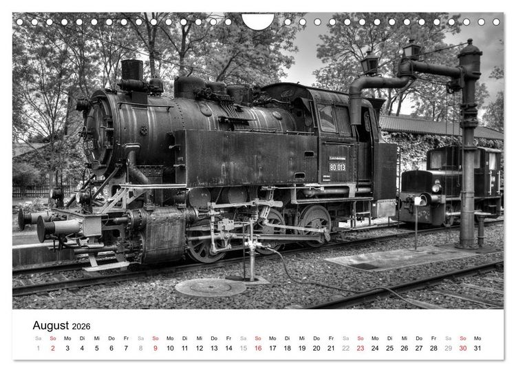 Produktbild: Unter Dampf - Eisenbahnromantik in schwarz-wei&szlig; (Wandkalender 2026 DIN A4 quer), CALVENDO Monatskalender