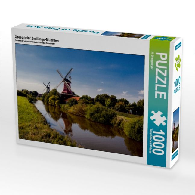 Produktbild: CALVENDO Puzzle Greetsieler Zwillings-Muehlen | 1000 Teile Lege-Gr&ouml;&szlig;e 64x48cm Foto-Puzzle f&uuml;r gl&uuml;ckliche Stunden