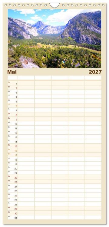 Produktbild: Familienplaner 2027 - Naturwunder und Nationalparks der amerikanischen Westk&uuml;ste mit 5 Spalten (Wandkalender, 21 x 45 cm) CALVENDO
