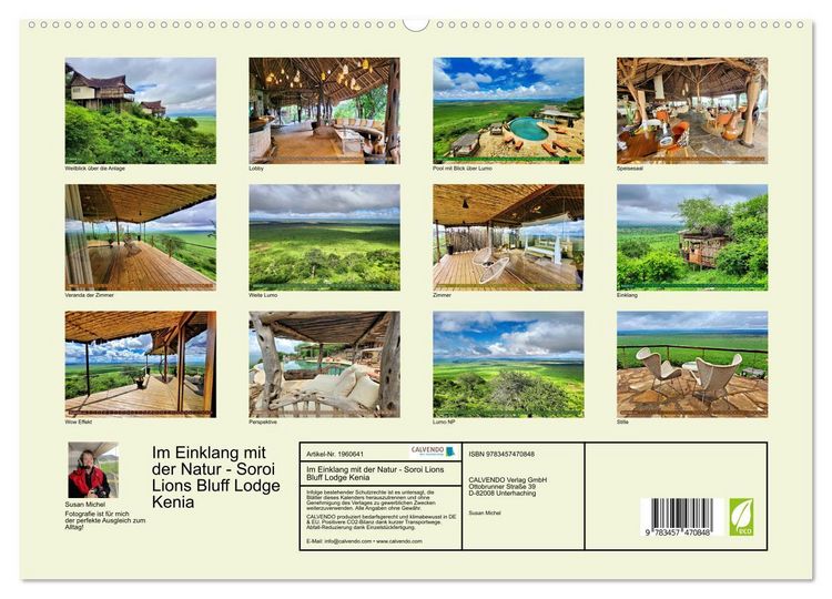 Produktbild: Im Einklang mit der Natur - Soroi Lions Bluff Lodge Kenia (hochwertiger Premium Wandkalender 2026 DIN A2 quer), Kunstdruck in Hochglanz