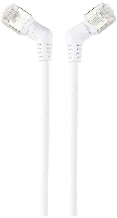 Produktbild: Renkforce RF-6071566 RJ45 Patchkabel CAT 6a F/UTP 1.00 m Wei&szlig; Steckkontakte 360&deg; drehbar, Gewinkelter Kabelabgang 1 St.