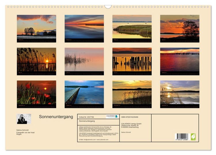 Produktbild: Sonnenuntergang (Wandkalender 2026 DIN A2 quer), CALVENDO Monatskalender