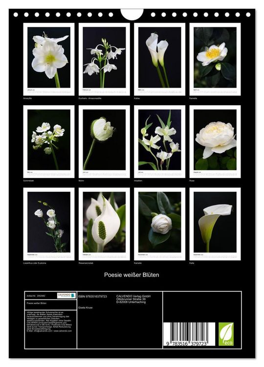 Produktbild: Poesie wei&szlig;er Bl&uuml;ten (Wandkalender 2026 DIN A4 hoch), CALVENDO Monatskalender