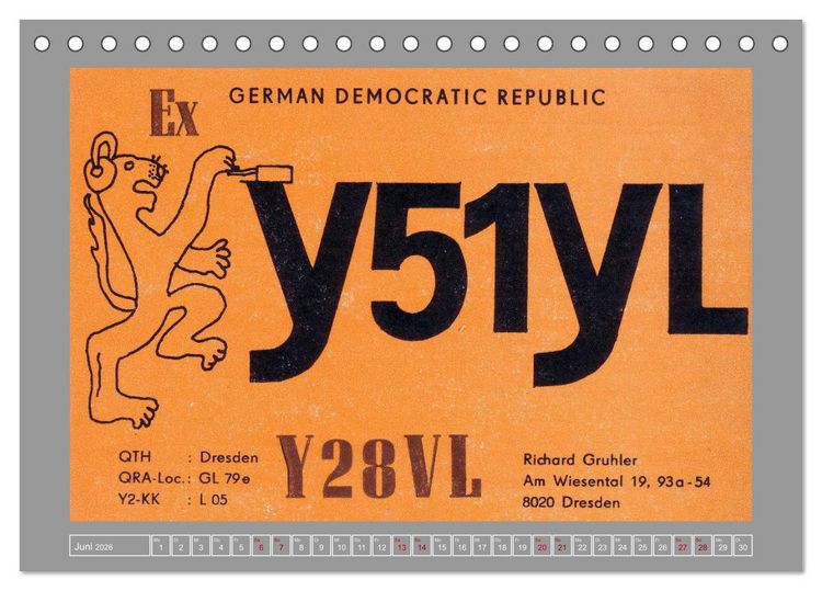 Produktbild: DDR - Ostalgie auf QSL-Karten (Tischkalender 2026 DIN A5 quer), CALVENDO Monatskalender