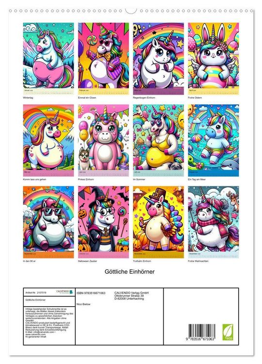 Produktbild: G&ouml;ttliche Einh&ouml;rner (hochwertiger Premium Wandkalender 2026 DIN A2 hoch), Kunstdruck in Hochglanz